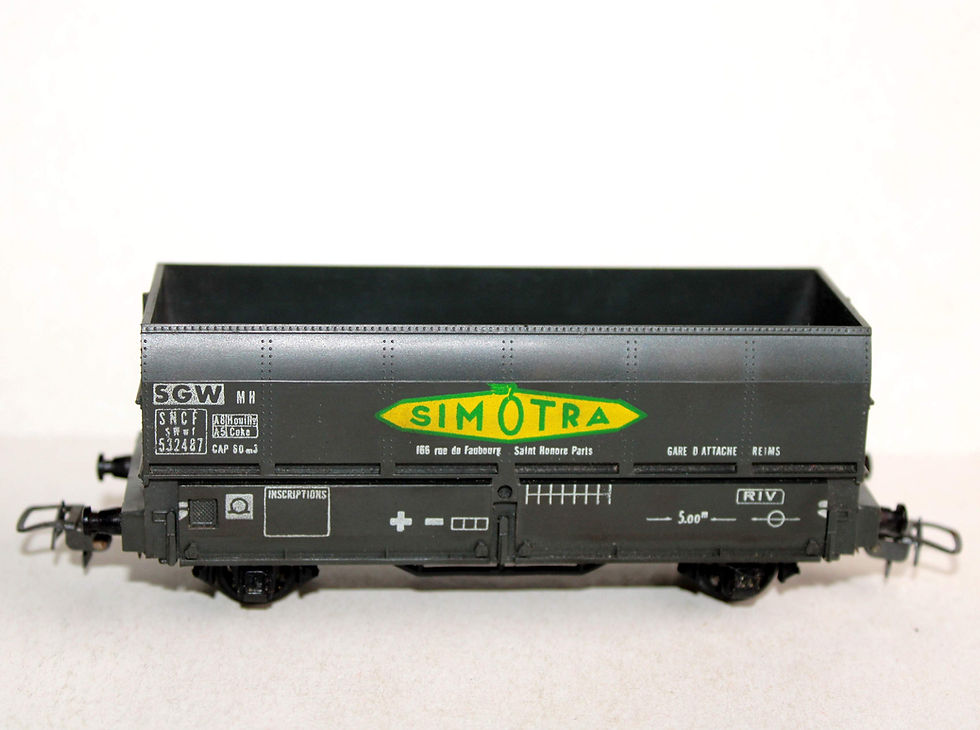 Pikkukuva: HORNBY HO 709 / 7090 WAGON TREMIE TRANSPORT DE MINERAI, SIMOTRA, SNCF SGW 532487
