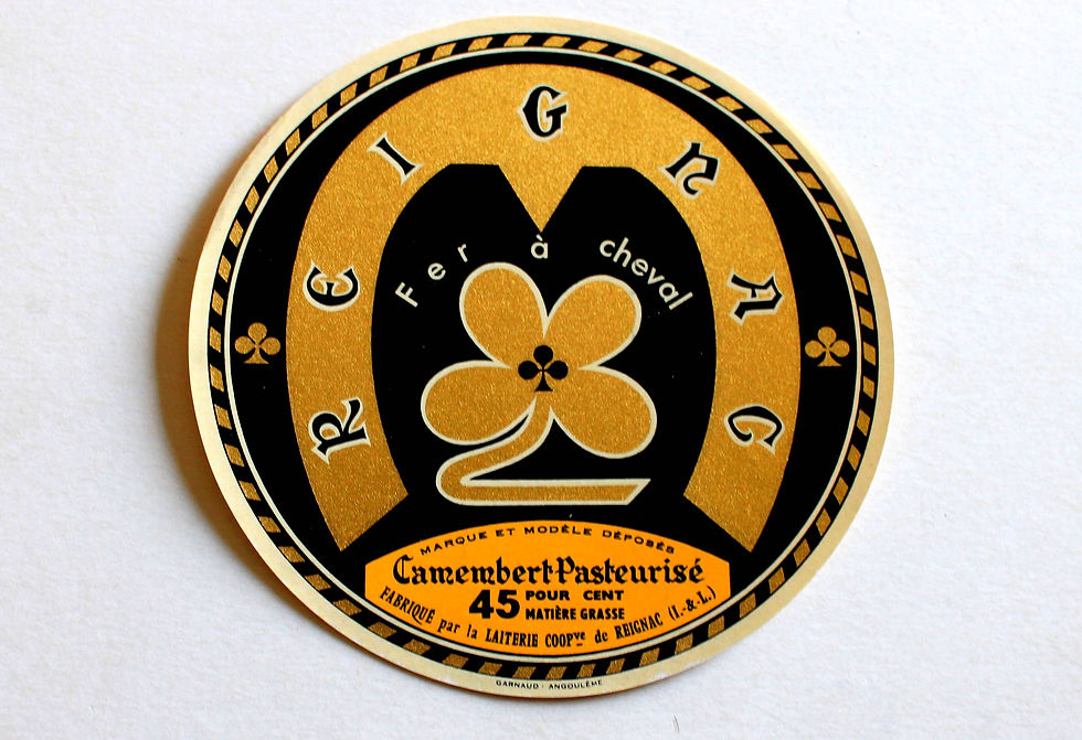 ANCIENNE ETIQUETTE BOITE FROMAGE CAMEMBERT - REIGNAC FER A CHEVAL - CHEESE LABEL