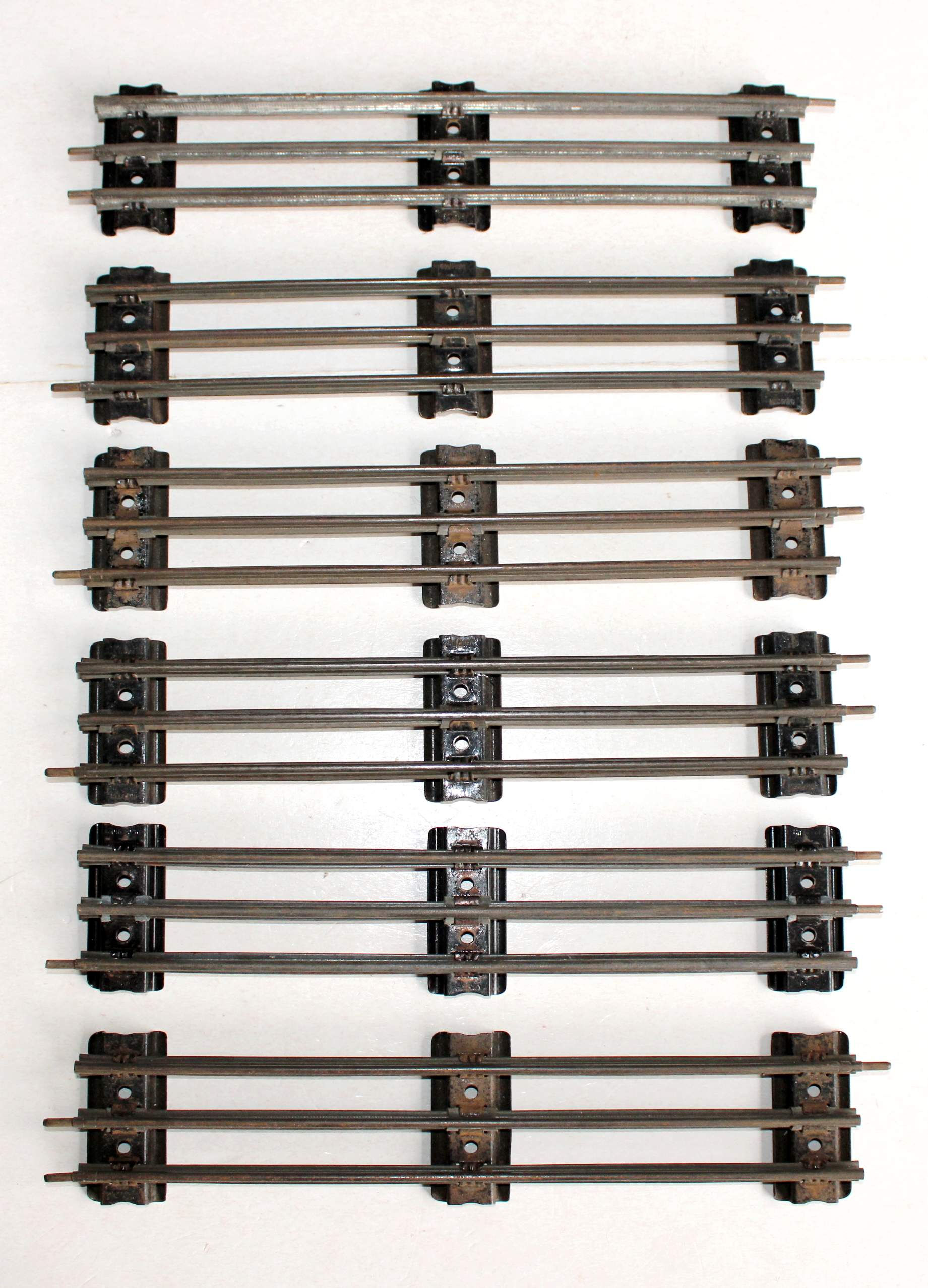 HORNBY O / 0, 1/48 LOT 6 RAILS DROIT L=26cm 3 RAILS TRAIN VOIE FERRÉE CHEMIN FER