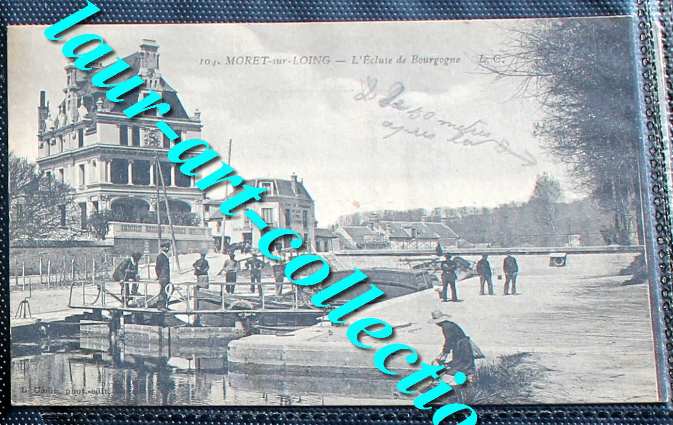 CPA ANIMÉ 77 SEINE et MARNE MORET SUR LOING, L'ECLUSE DE BOURGOGNE CARTE POSTALE