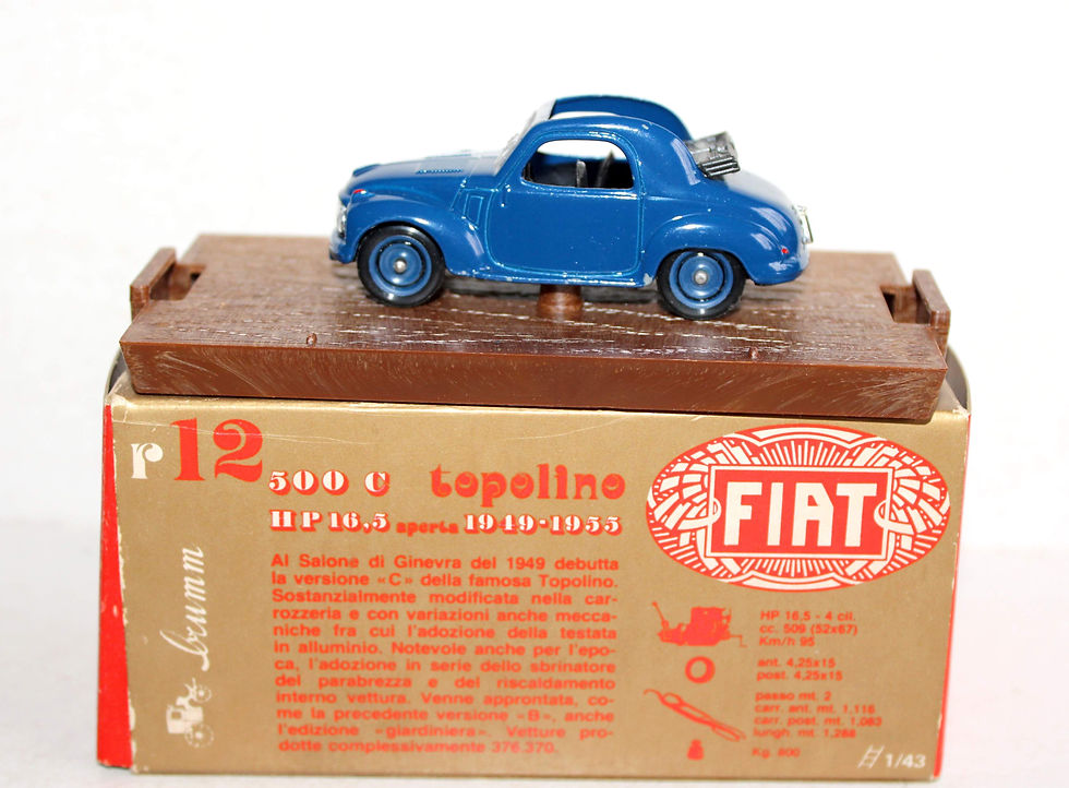 Miniaturebillede: BRUMM ORO 1/43 R12 FIAT 500C TOPOLINO HP 16,5 APERA 1949-55, VOITURE MINIATURE