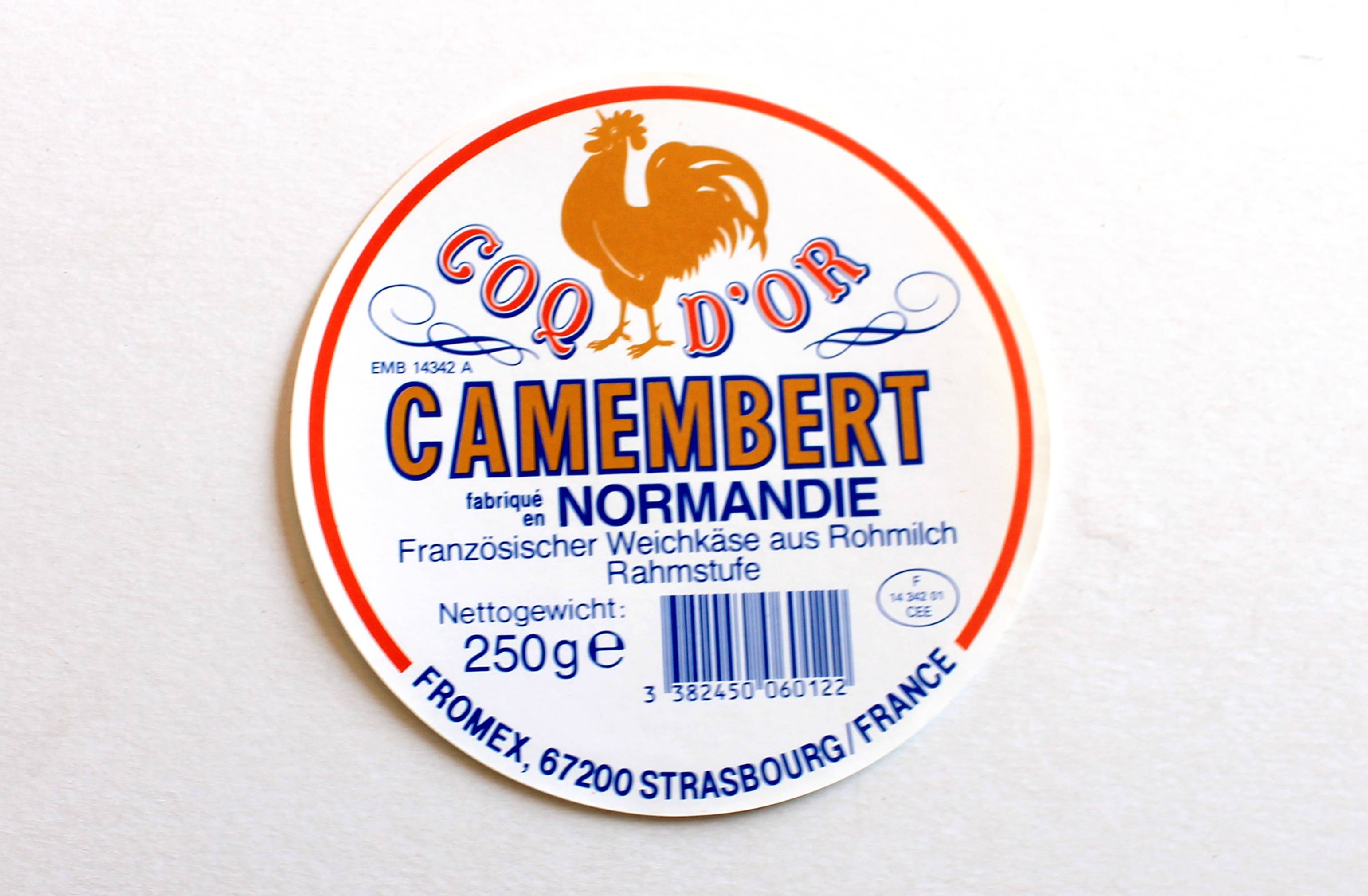 RARE ANCIENNE ETIQUETTE BOITE FROMAGE CAMEMBERT DE NORMANDIE - COQ D'OR - LABEL