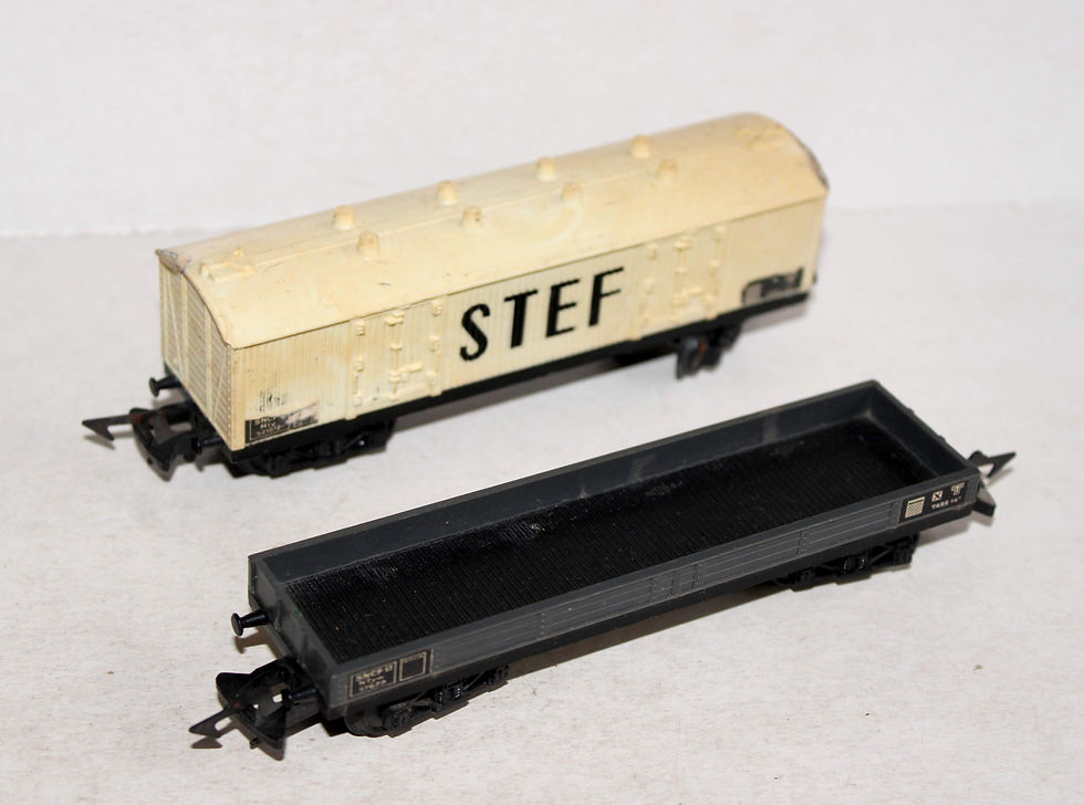 JOUEF HO 2 WAGON : 652 TOMBEREAU RIDELLE BAS + 656 STEF REFRIGERANT FRIGORIFIQUE