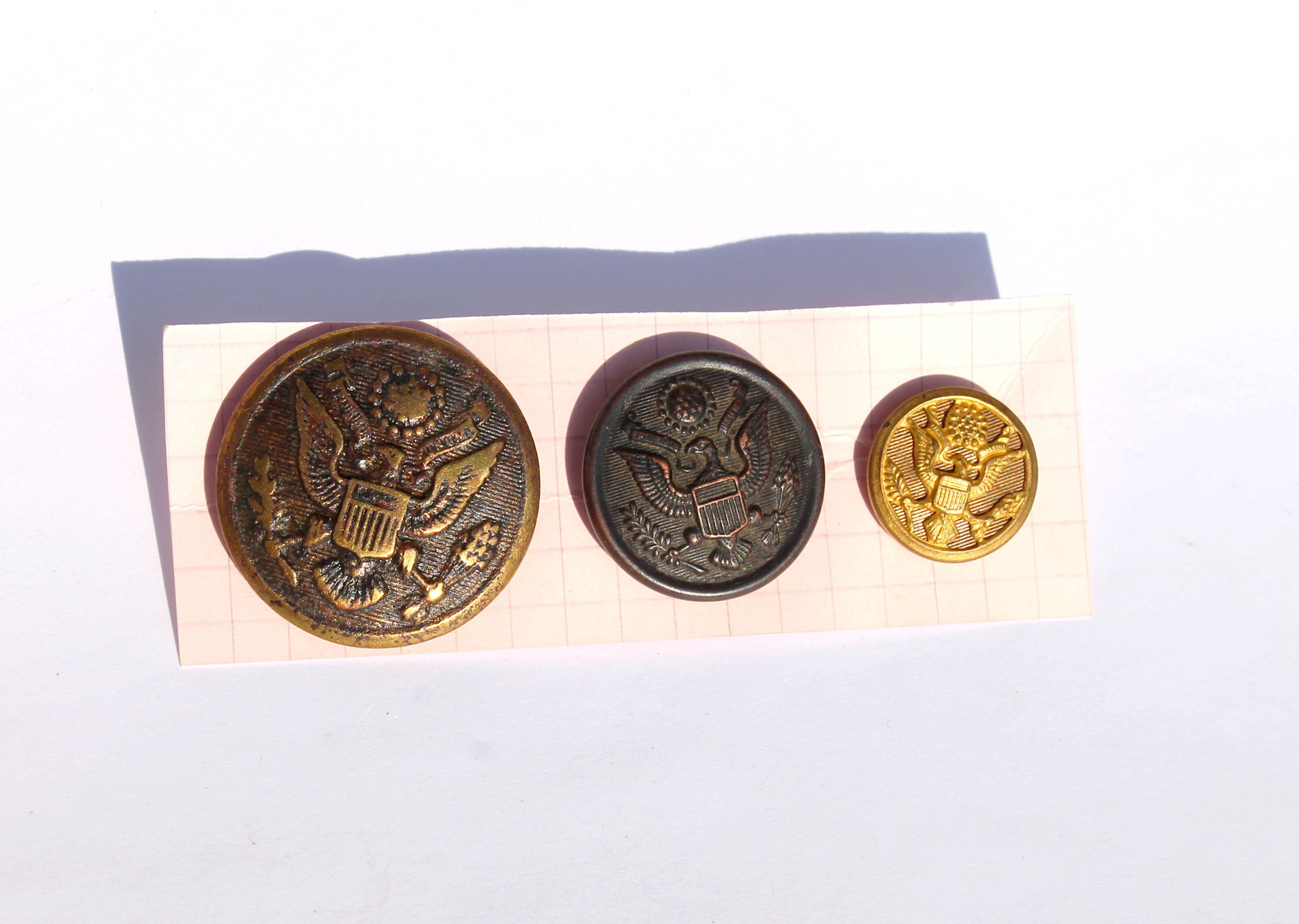 3 BOUTON UNIFORME MILITAIRE - BUTTON US ARMY OFFICIER ARMÉE L'AIR AMERIQUE AIGLE