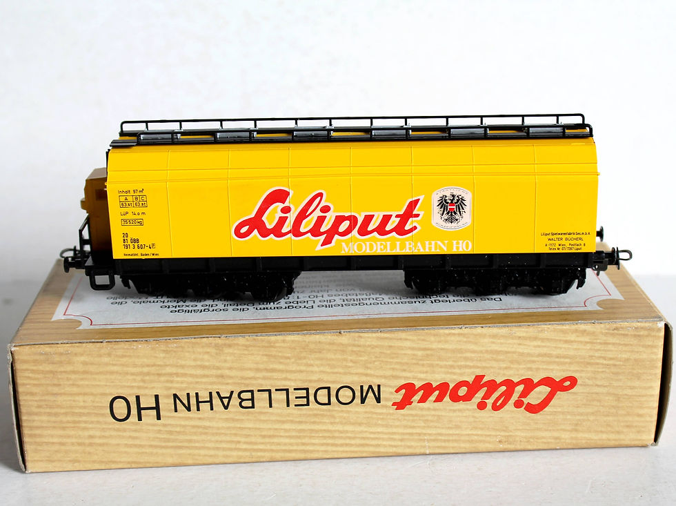 Indexkép: RARE! LILIPUT HO 239 11 WAGON TREMIE + GUERITE DE FREINAGE MINERALIER OBB BUCHER