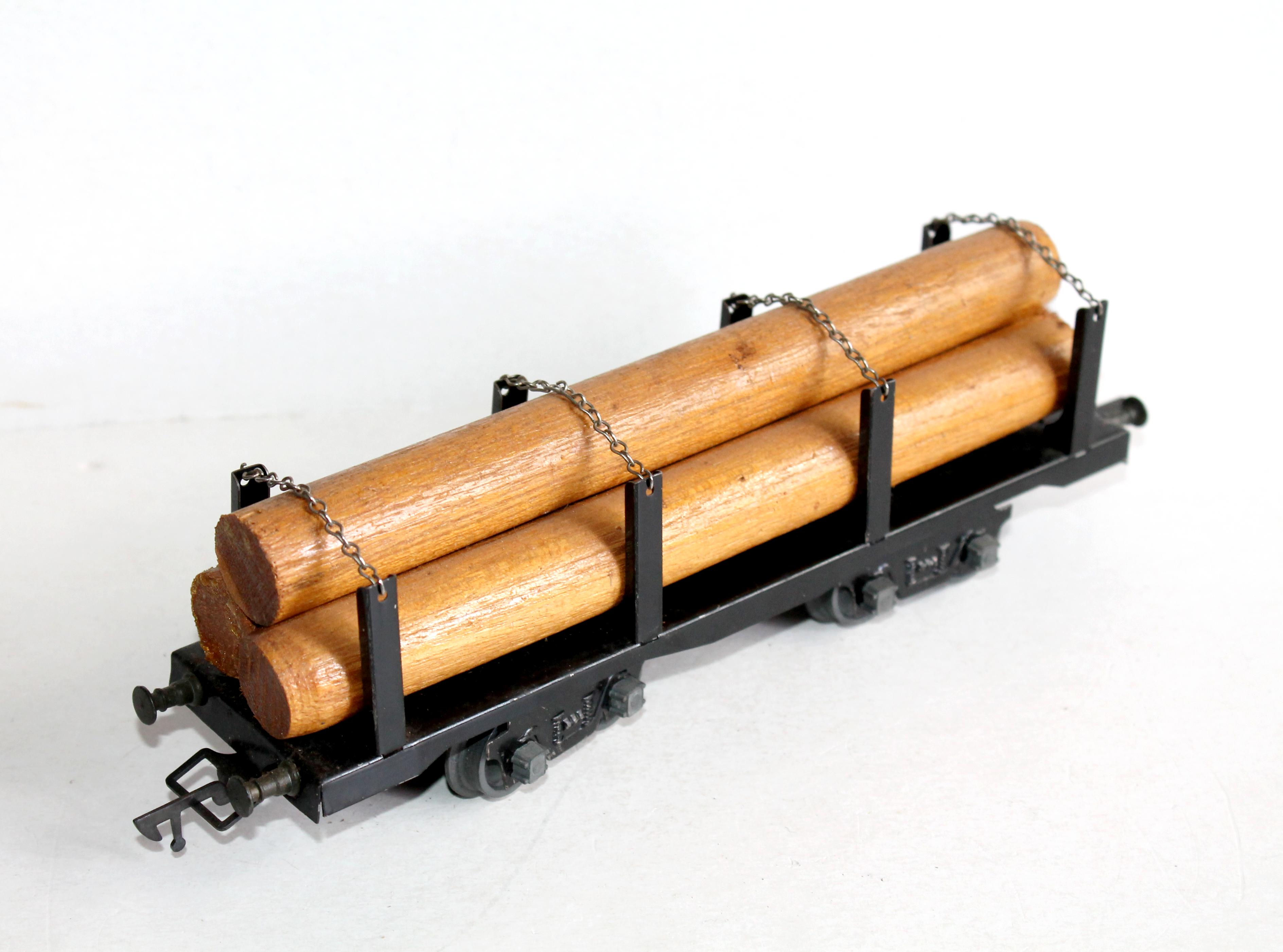 JEP O 1/48, 4698 WAGON PLATEFORME, PLAT A RANCHER + CHARGEMENT TRONC RONDIN BOIS