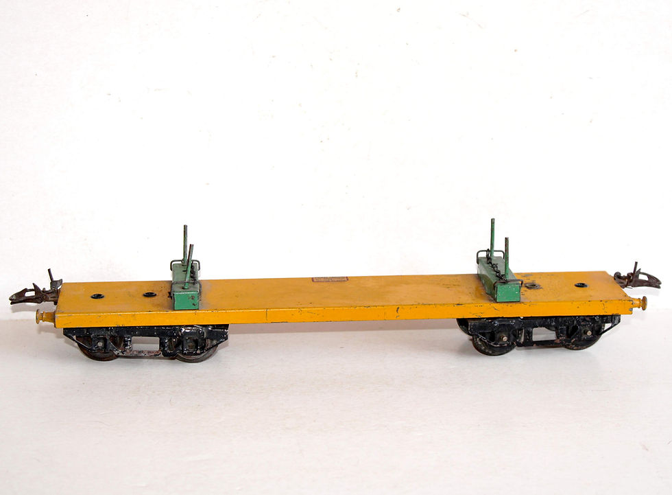 Miniatyrbild: HORNBY O LONG WAGON PLATEFORME A RANCHER L: 32,5cm TRANSPORT CHARGE LOURDE GRUME