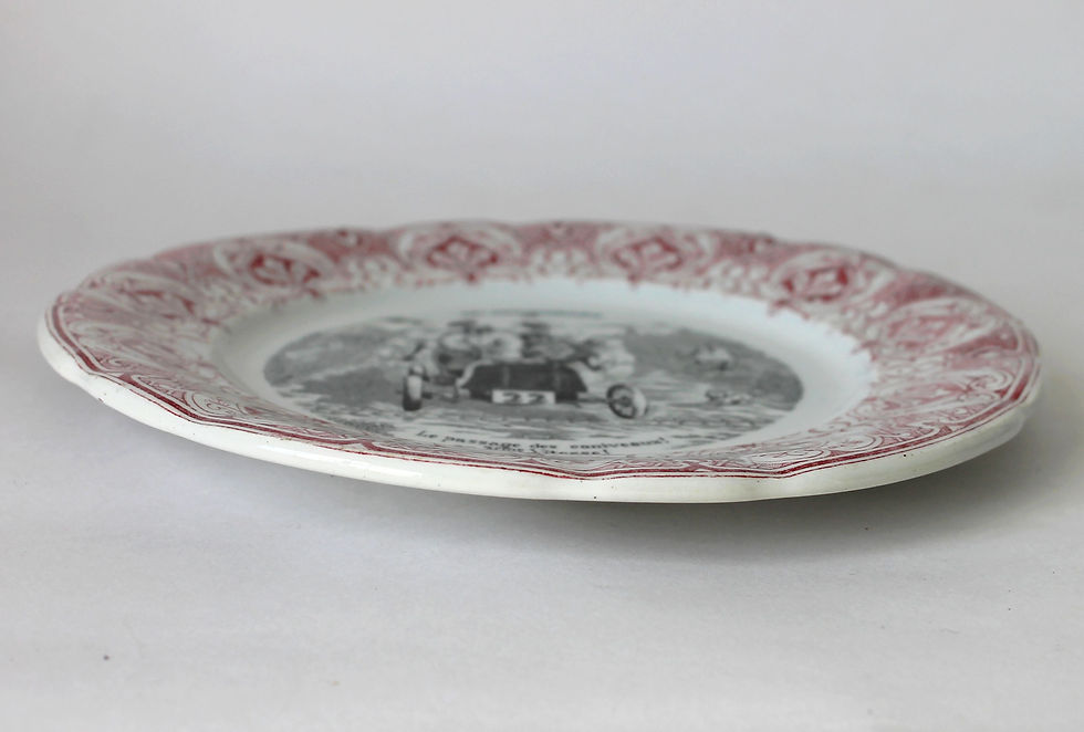 תמונה ממוזערת: RARE MAGNIFIQUE ANCIENNE ASSIETTE ST AMAND - HUMORISTIQUE LES AUTOMOBILES - N°10