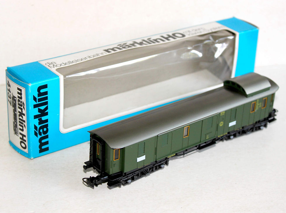 Miniatura: MARKLIN HO 4137 FOURGON BAGAGE + COMPARTIMENT POSTAL, WAGON A GUERITE DRG 107766