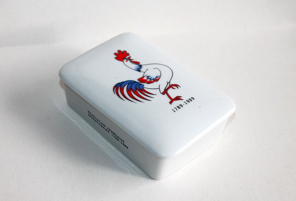 BONBONNIERE BOITE PORCELAINE, BICENTENAIRE LA REVOLUTION FRANÇAISE 1789-1989 COQ