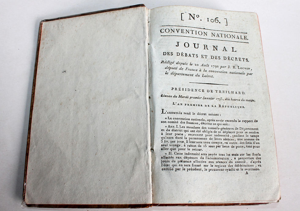 1792 CONVENTION NATIONALE, JOURNAL DES DEBATS ET DECRETS, N°106 A 135 par LOUVET