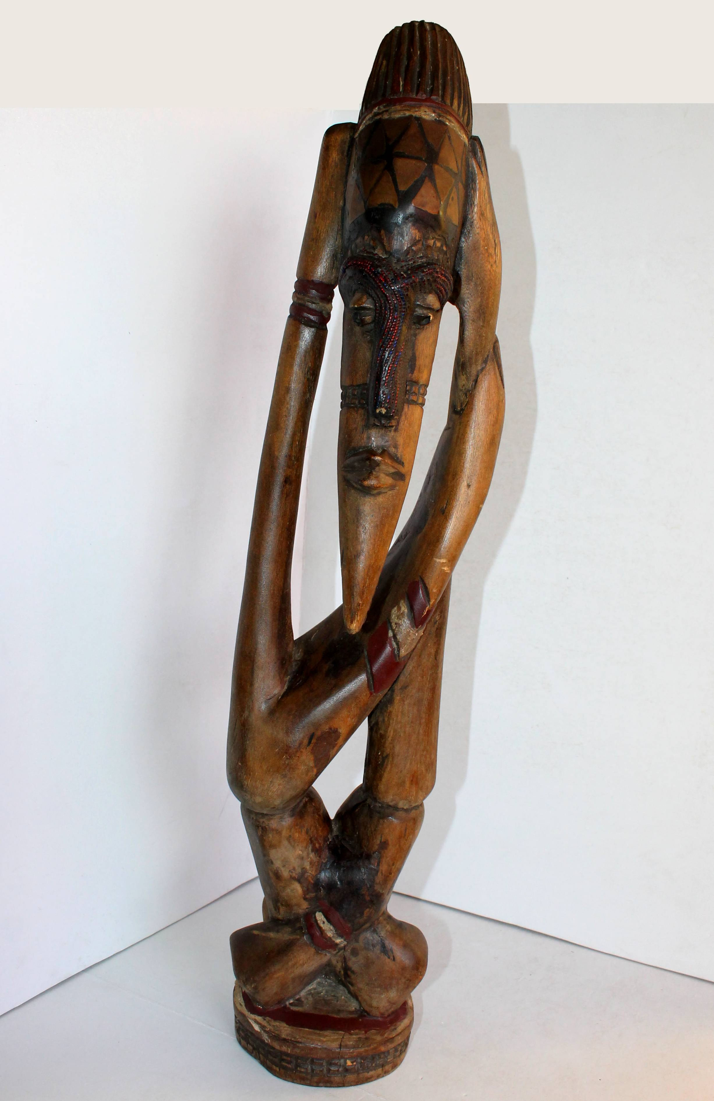 ANCIEN GRANDE STATUE SCULPTURE SENOUFO DÉBLÉ TOTEM COTE IVOIRE ART AFRICAIN 64cm