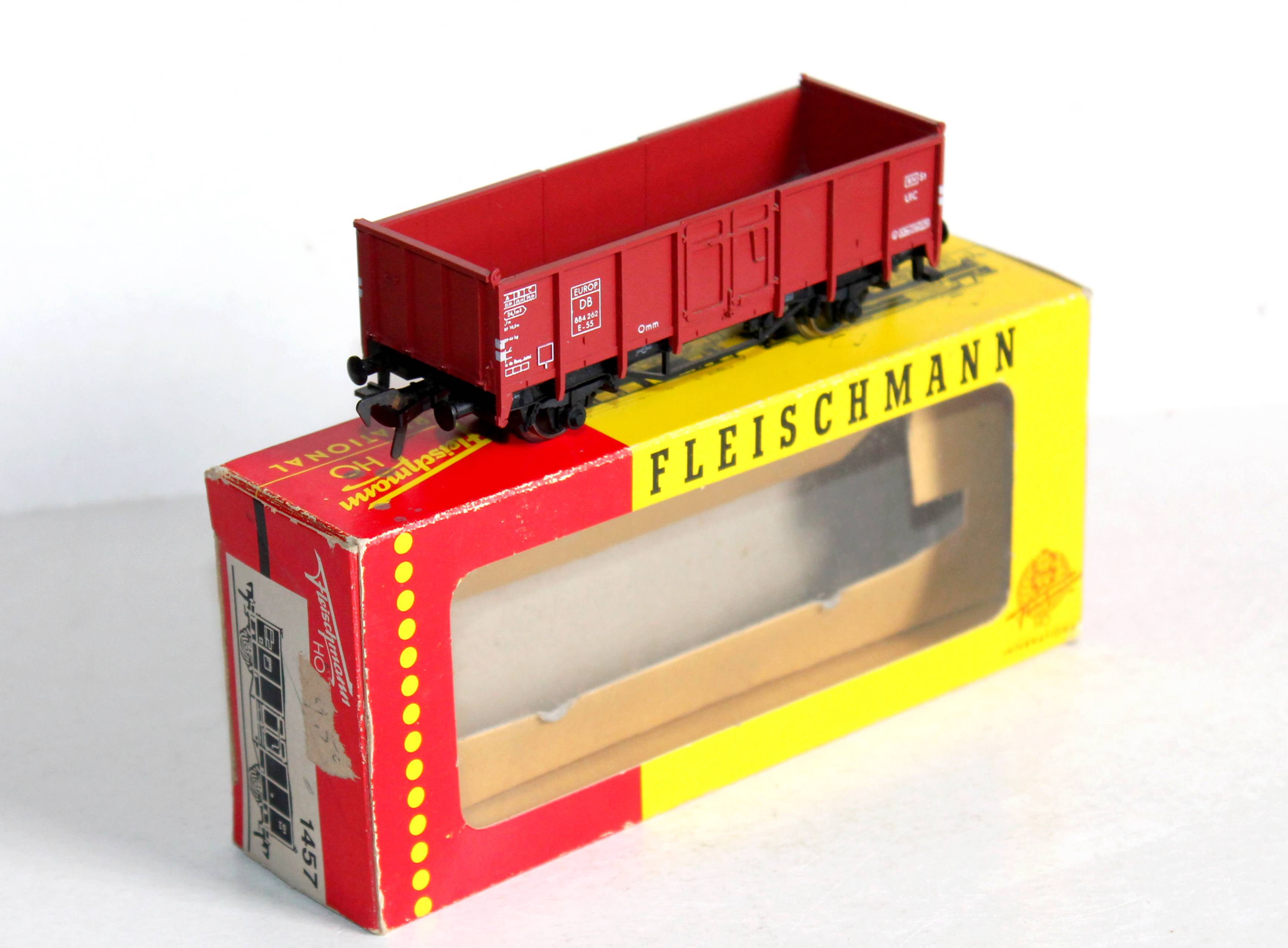 FLEISCHMANN HO 1457 WAGON TOMBEREAU A BORD HAUT TRANSPORT MARCHANDISE, DB 884262
