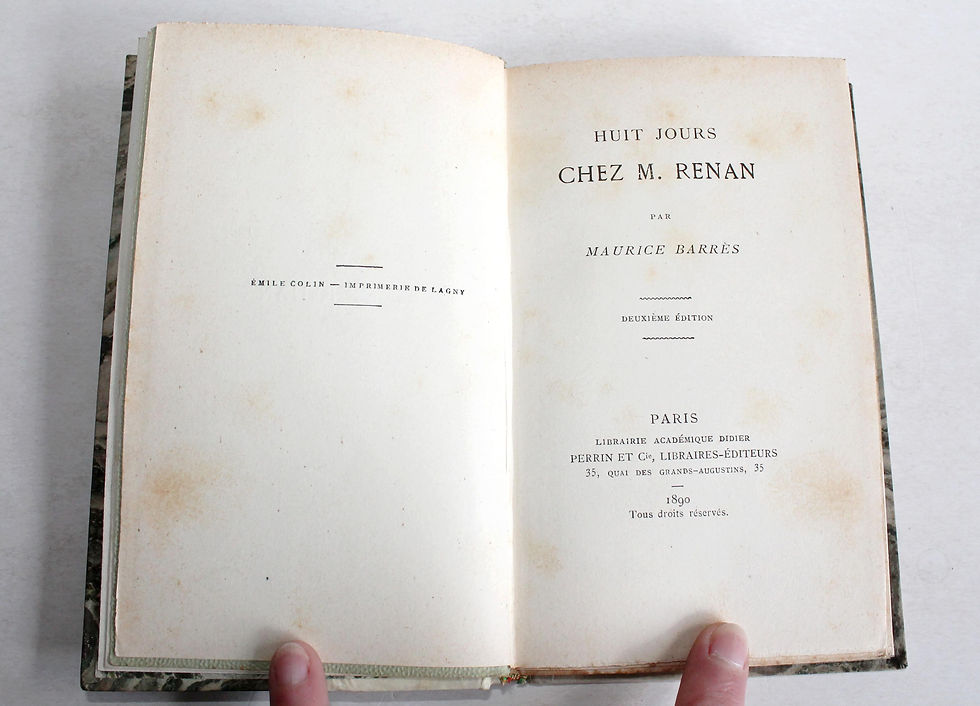 Indexkép: HUIT JOURS CHEZ M. RENAN par MAURICE BARRES, 2e EDITION 1890 PERRIN - LIVRE XIXe