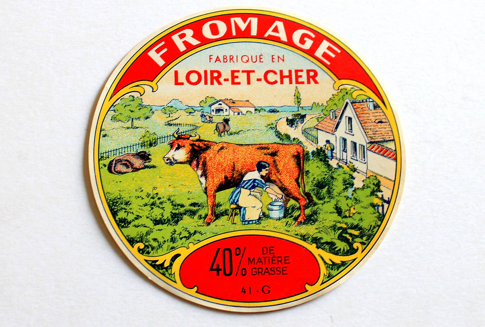ANCIENNE ETIQUETTE BOITE FROMAGE LOIR-ET-CHER - VACHE LAITIERE - CHEESE LABEL