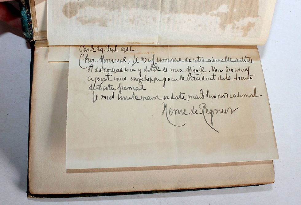縮圖：LE MIROIR DES HEURES 1906-1910 de H DE REGNIER 1910 MERCURE + LETTRE DE L'AUTEUR