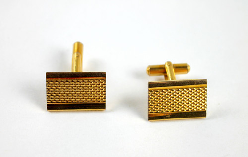 Paire De Boutons De Manchette Anciens En Doré - Vintage - Occasion