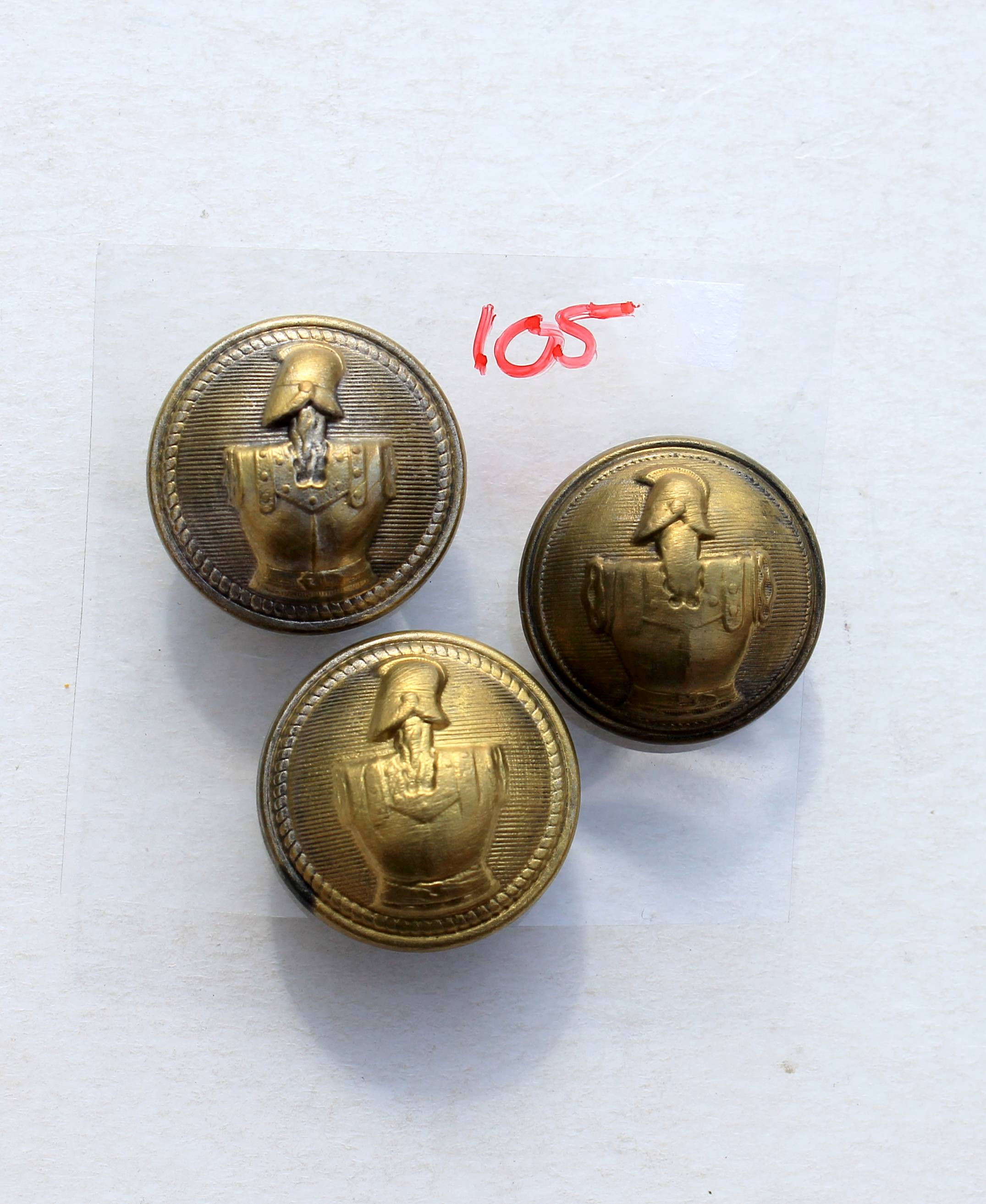 3 BOUTON UNIFORME OFFICIER DU GENIE MILITAIRE, ARMÉE - CUIRASSE ARMURE D:21,22mm