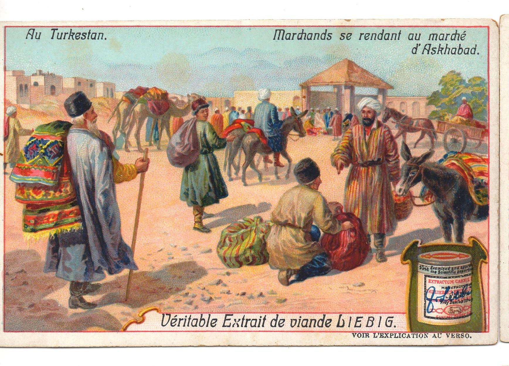 S914 - CHROMO LIEBIG - 1907 - " AU TURKESTAN " : MARCHANDS SE RENDANT AU MARCHE