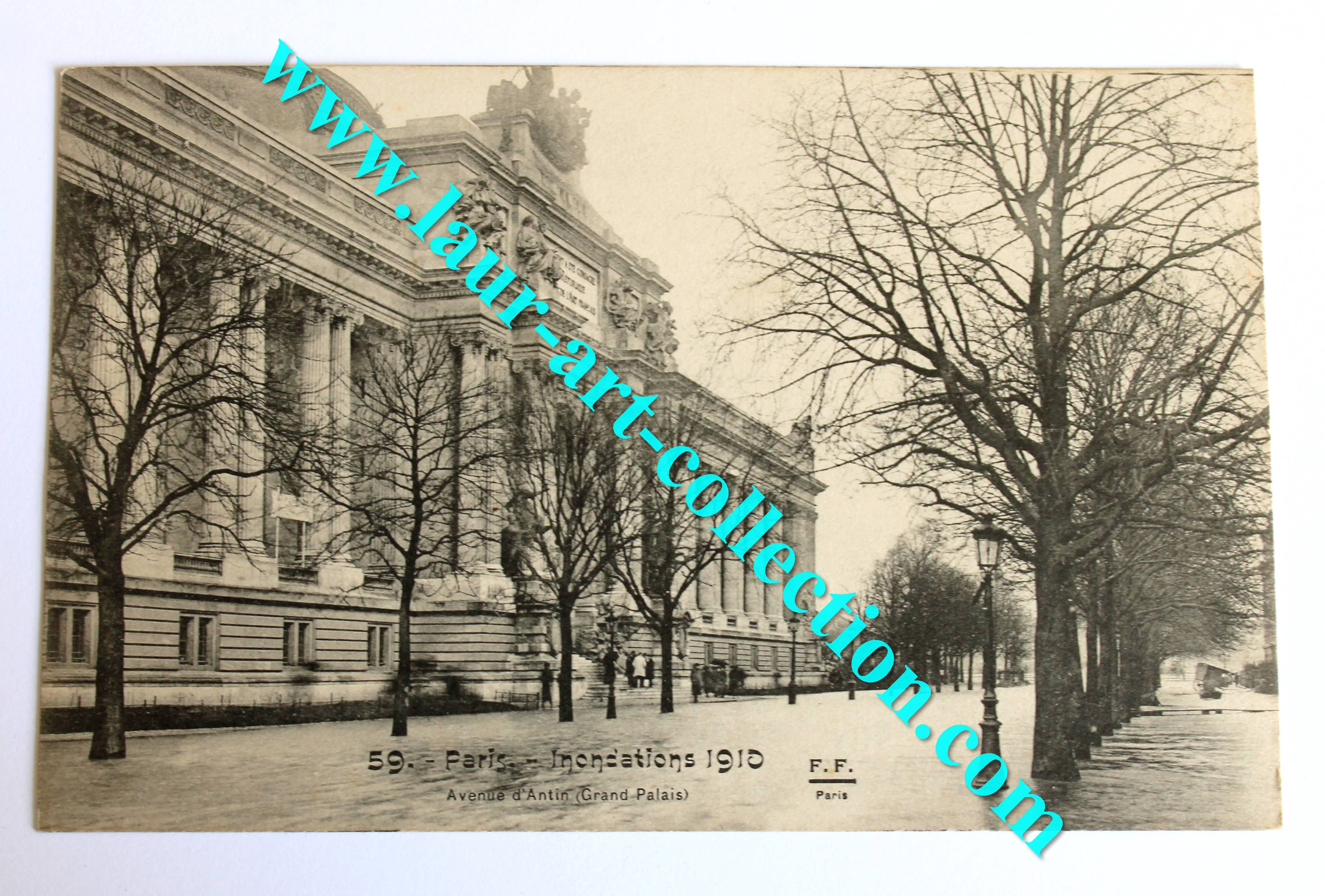 CPA 75, INONDATION PARIS JANVIER 1910 AVENUE D'ANTIN GRAND-PALAIS, CARTE POSTALE