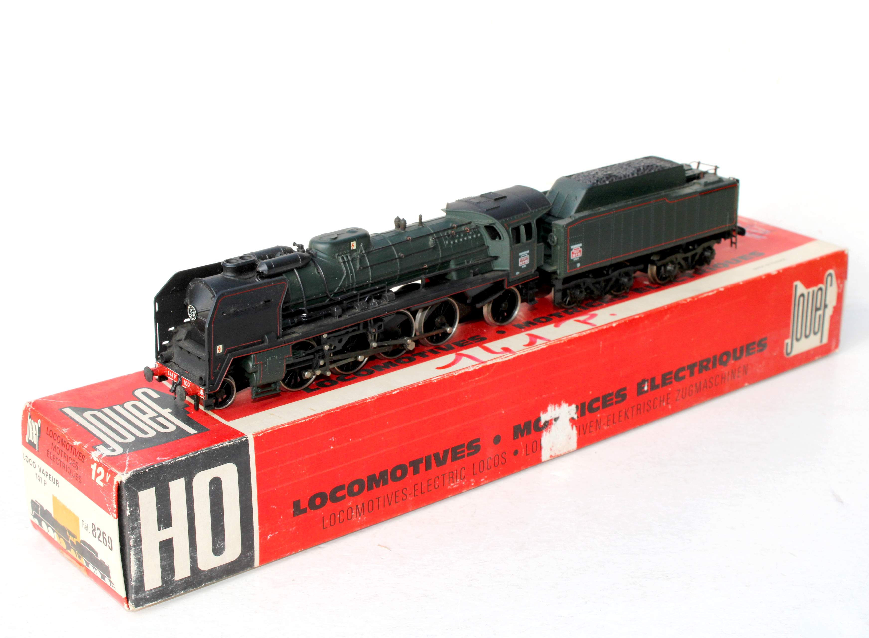 JOUEF HO 8269 LOCOMOTIVE A VAPEUR + TENDER VENISSIEUX SNCF TYPE 141 P, MOTEUR OK