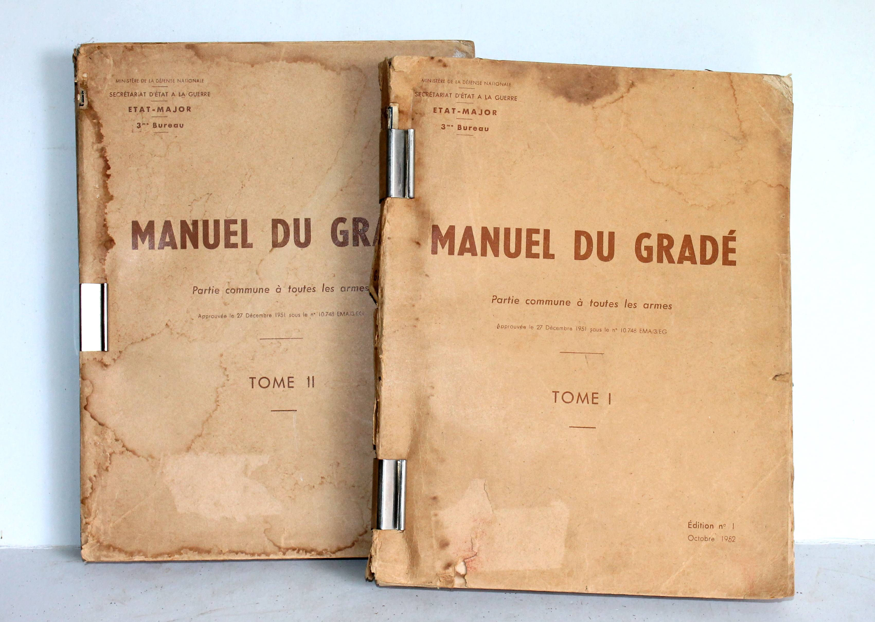 MANUEL DU GRADÉ PARTIE COMMUNE A TOUTES LES ARMES 1952 EDITION N°1 ! TOME 1 et 2