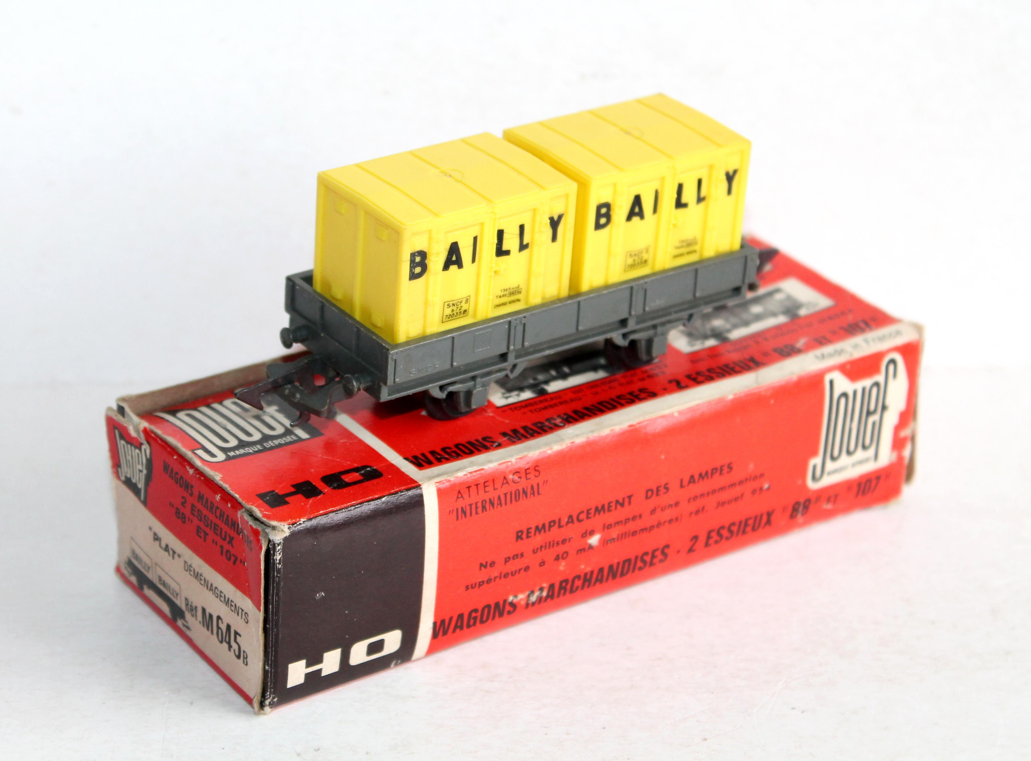 JOUEF HO M 645 B WAGON TOMBEREAU PLAT A RIDELLE BAS OCEM PORTE CONTAINER BAILLY