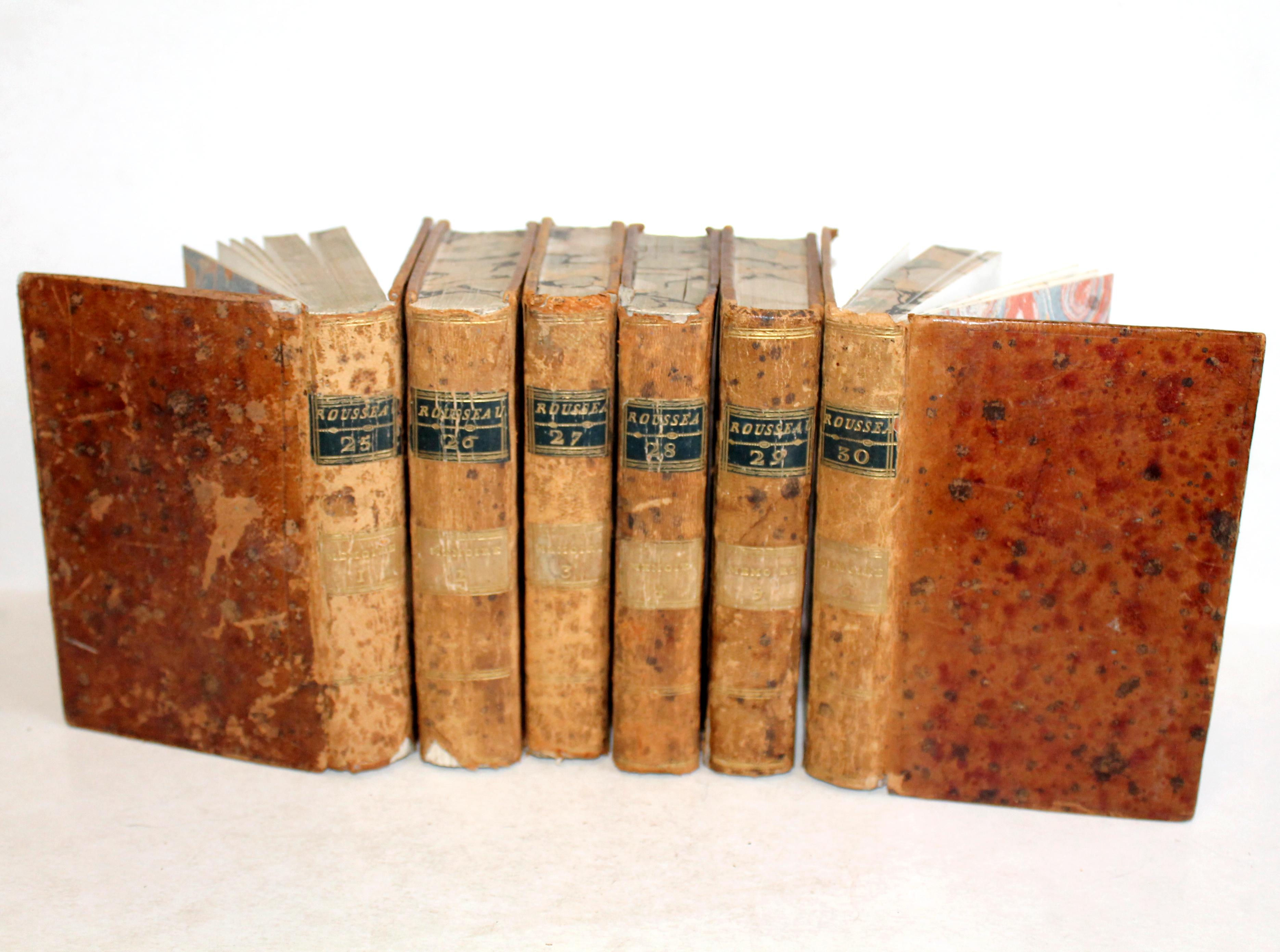 OEUVRES COMPLETES DE JJ. ROUSSEAU TOME 25 A 30, MEMOIRE, COMPLET T1 A T6 /6 1793
