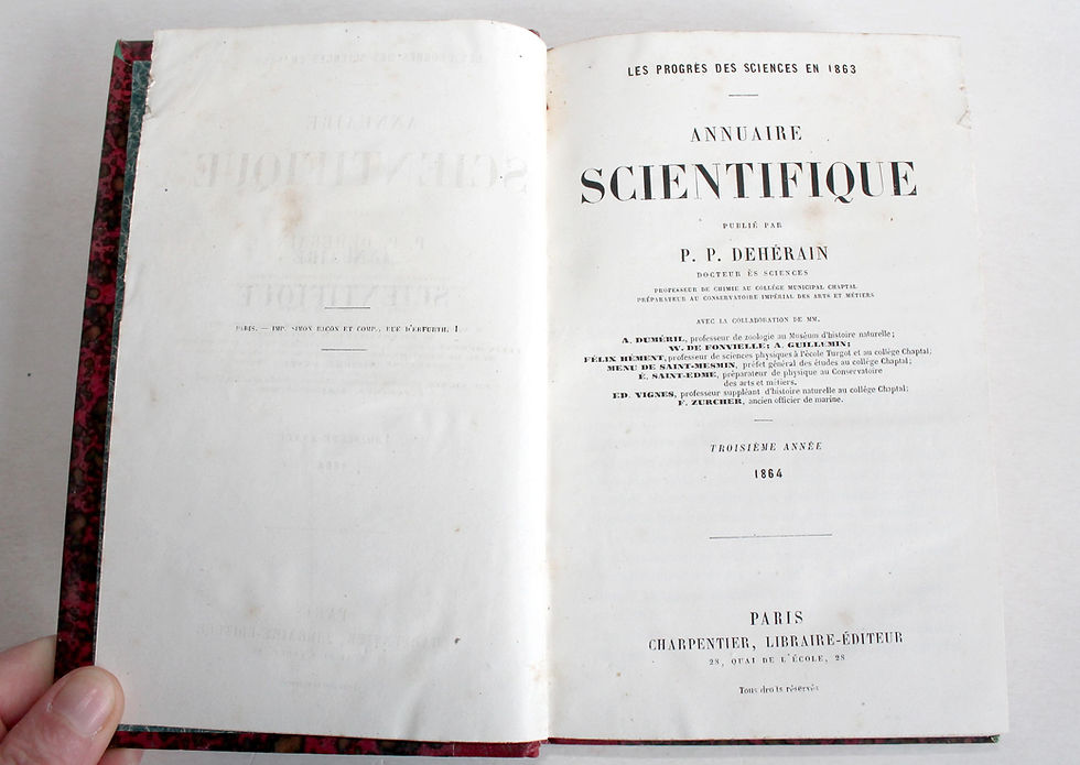 ANNUAIRE SCIENTIFIQUE de DEHERAIN 3e ANNEE 1864 CHARPENTIER PROGRES DES SCIENCES