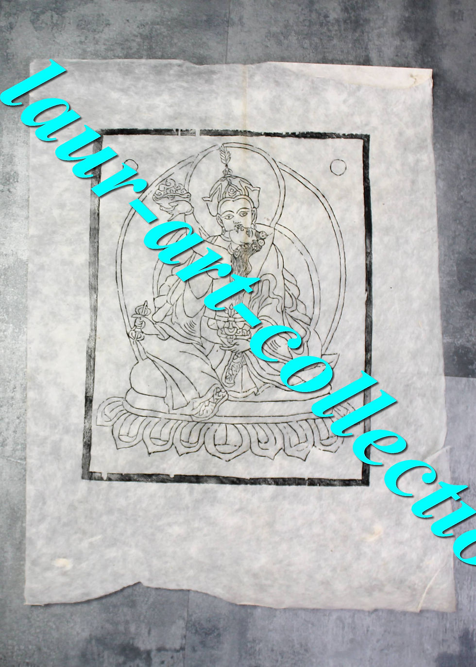 GRAVURE A ENCRE DE CHINE SUR PAPIER JAPON, DE RIZ, WASHI DIVINITE HINDOU 32x26cm