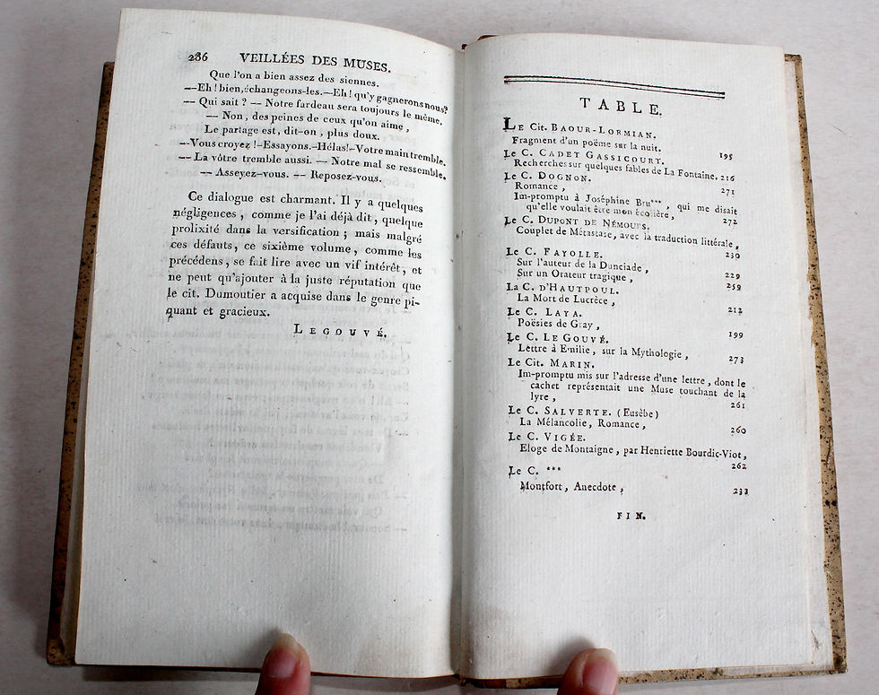 Pikkukuva: VEILLEES DES MUSES OU RECUEIL PERIODIQUE par ARNAUD LE GOUVE VIGEE 1798, 6 TOMES