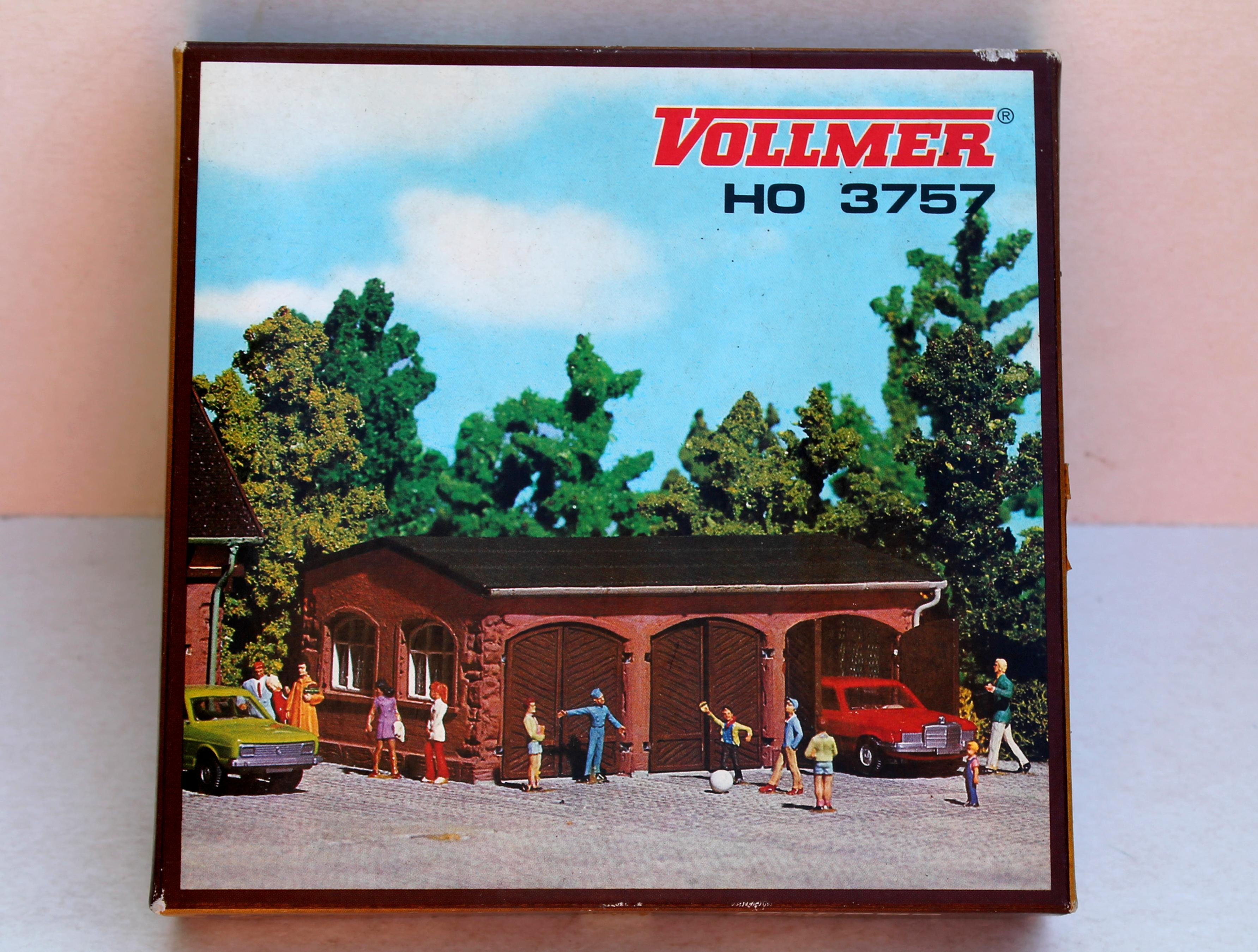 TRES RARE! VOLLMER HO 3757 GARAGE VOITURE, MAQUETTE DECOR MINIATURE TRAIN NEUF!