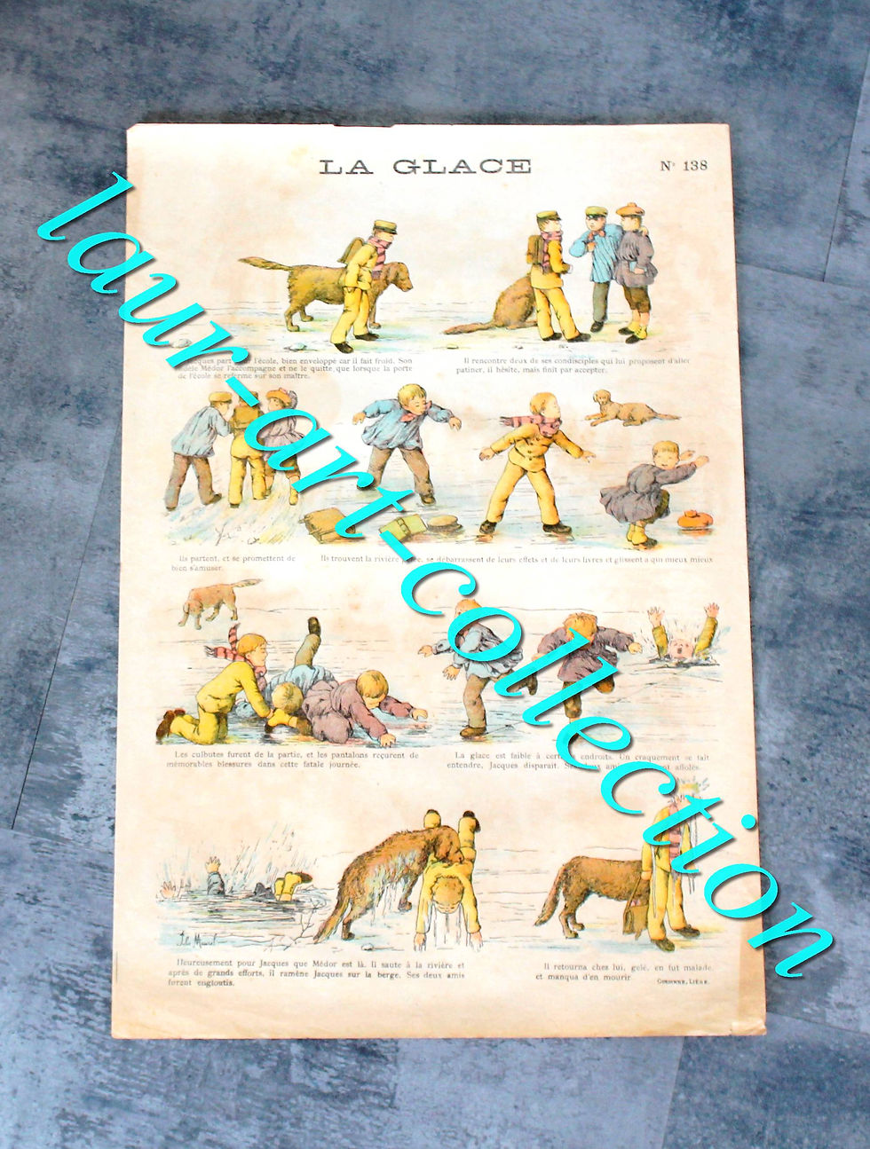 ESTAMPE IMAGERIE GORDINNE LIEGE - N°138 : LA GLACE - CONTE ILLUSTRÉ