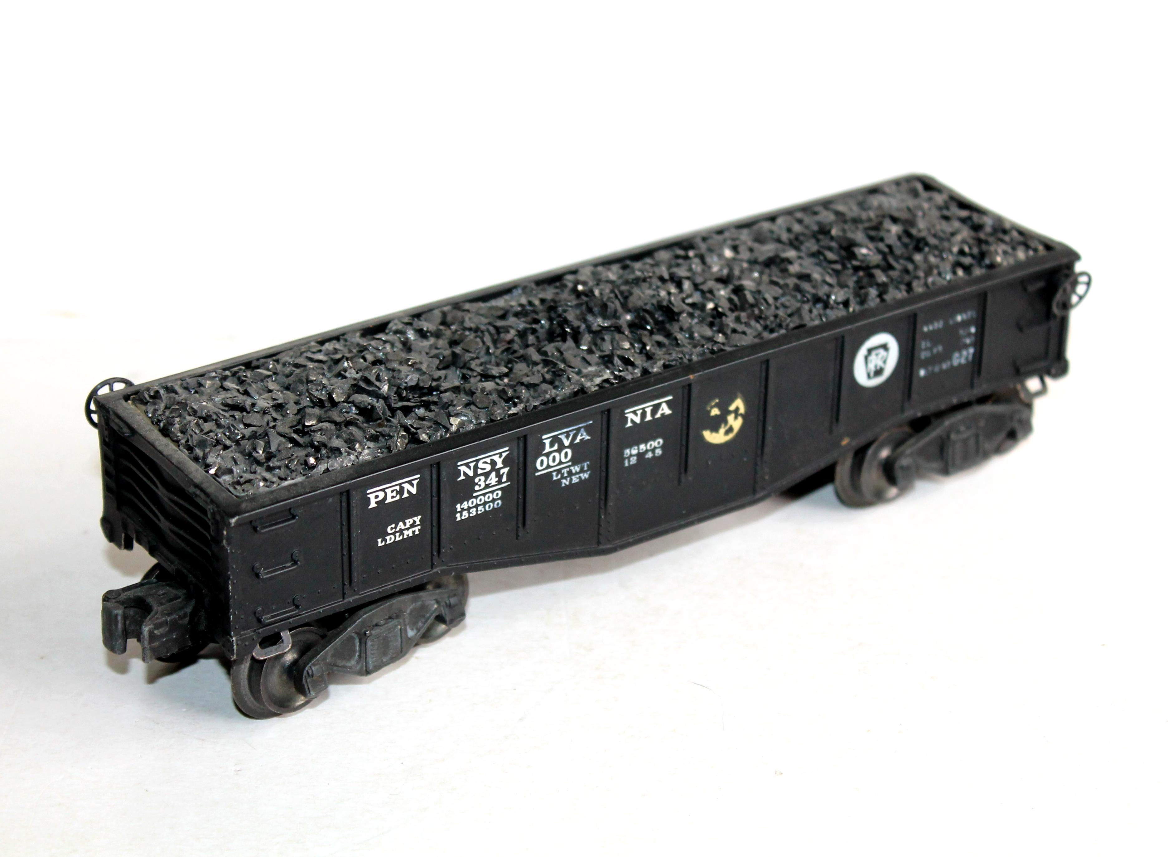 LIONEL O 347000 WAGON TOMBEREAU AVEC CHARGEMENT CHARBON PENNSYLVANIA, ELECTRIQUE