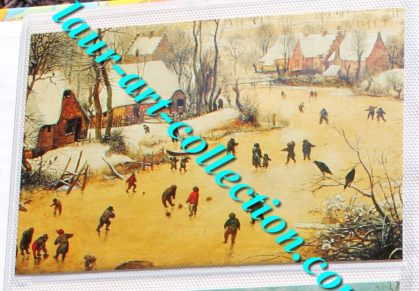 CARTE POSTALE CP D'UNE PEINTURE PAYSAGE HIVER PATINEUR OISEAU de P.BRUEGEL MUSÉE