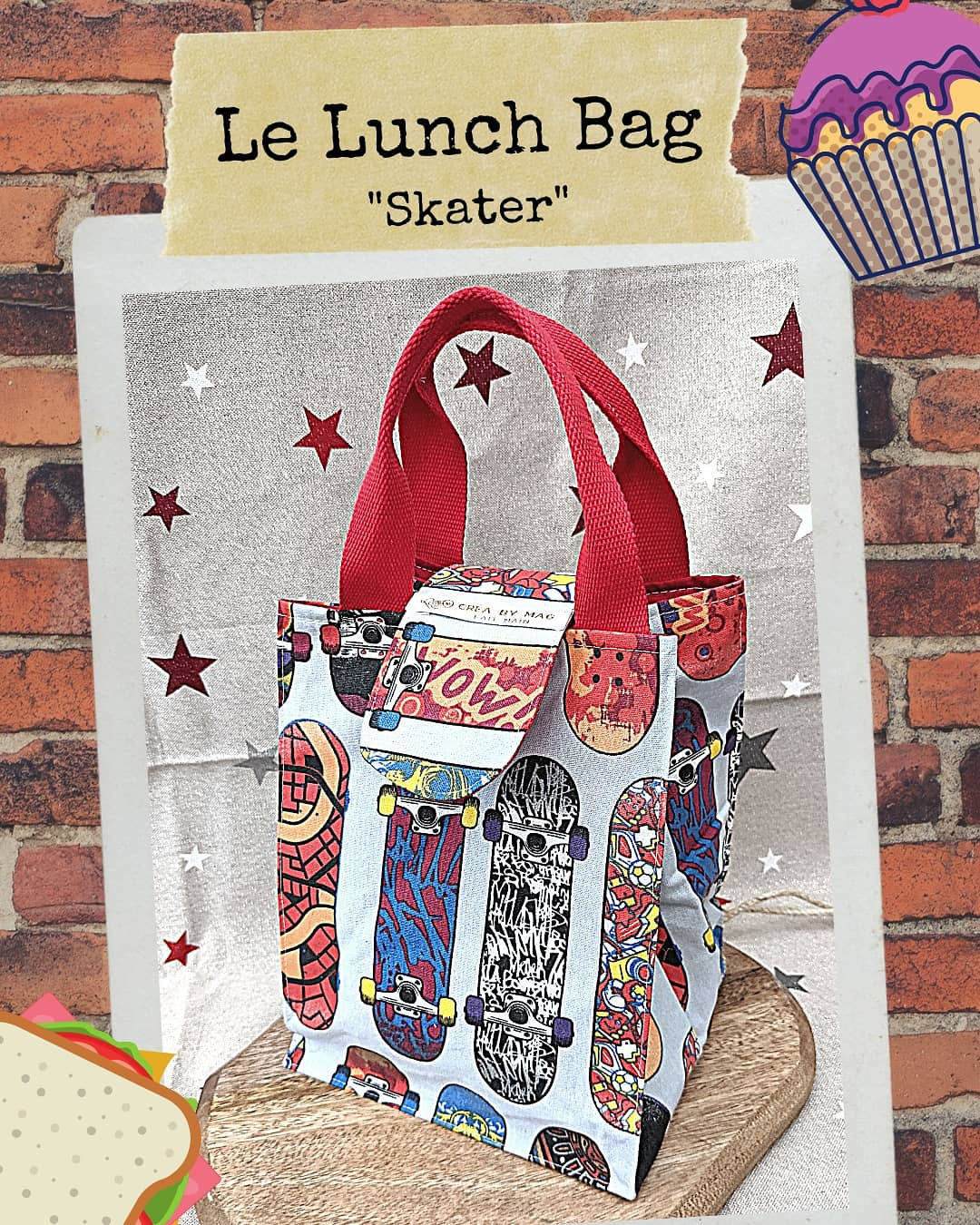 Lunch Bag "Skater", Sac à déjeuner, goûter et à emporter.