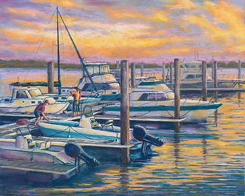 Pastel Painting "Marina Sunset" by Al Leitch