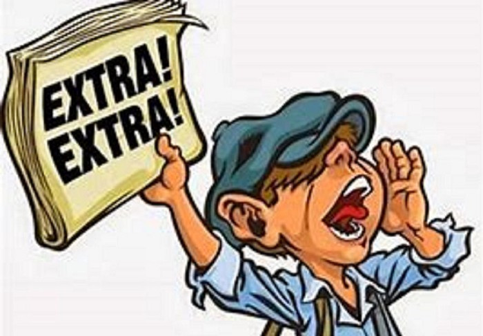 Extra Extra Read All About It Graphic of boy with newspaper