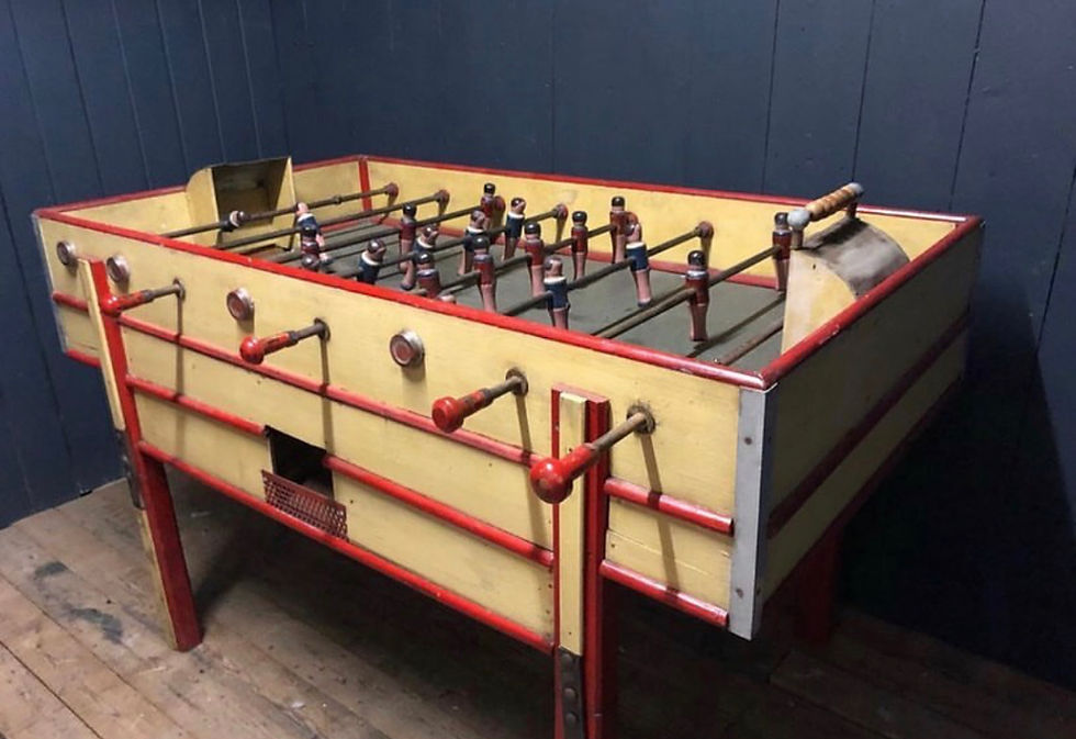 Thumbnail: Restored 1930s fooseball table, deco design, French in origin, hand painted