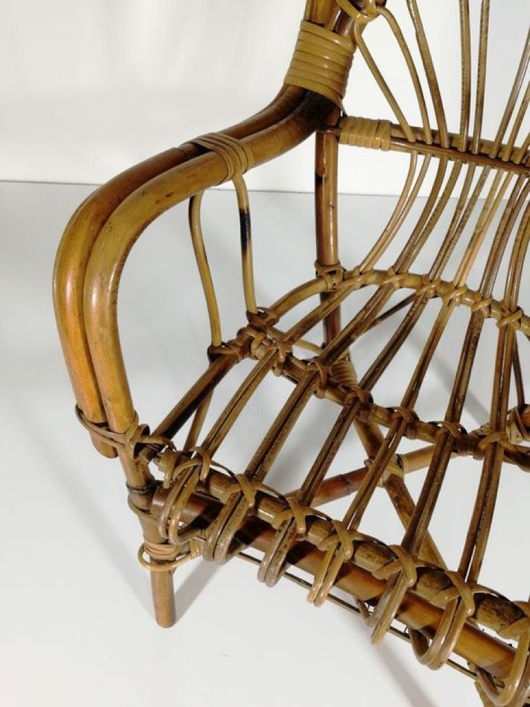 Thumbnail: Diminutive Pair of original 60s Italian Rattan Chairs