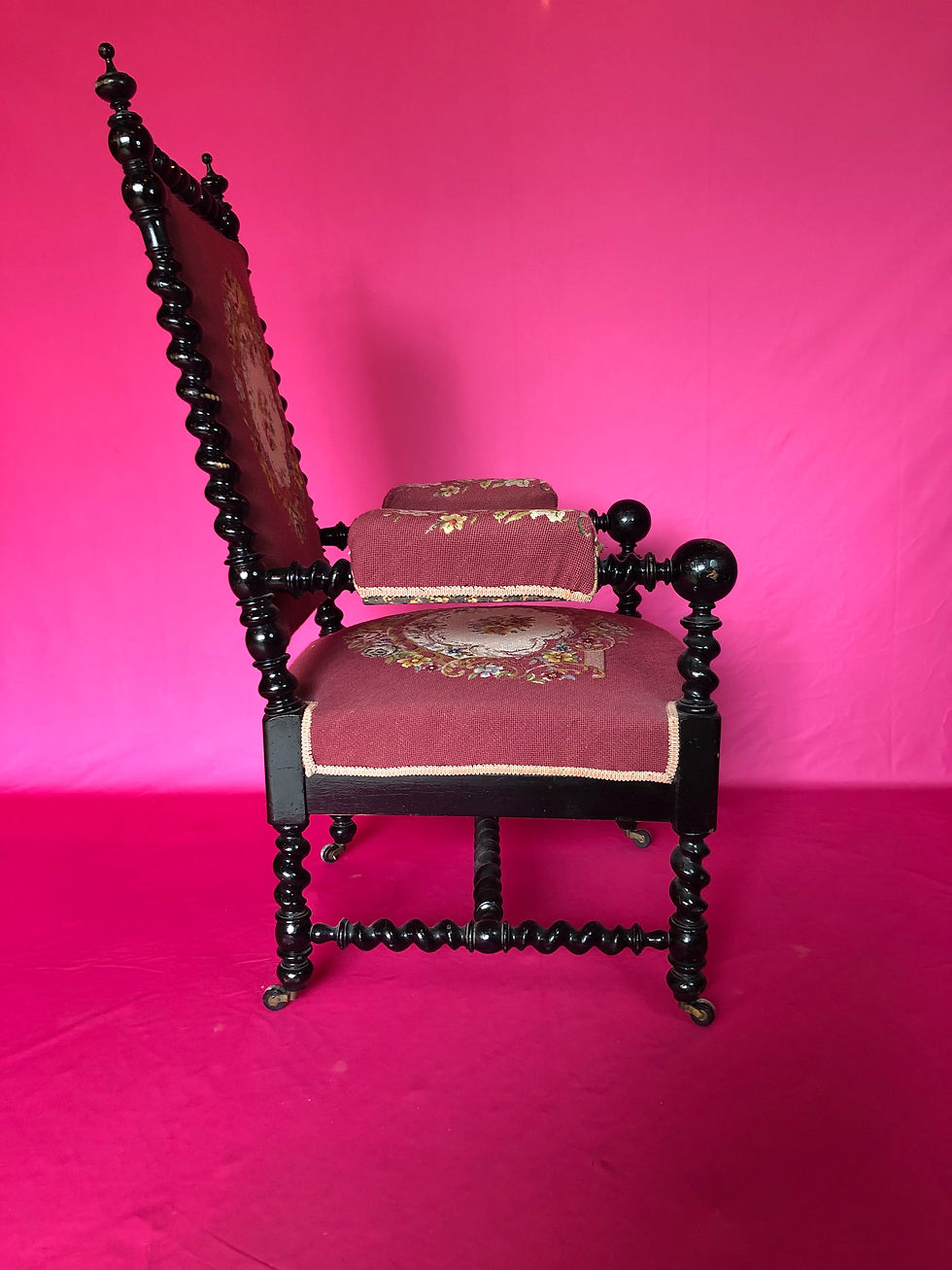 Thumbnail: Antique Napoleon III Walnut Barley Twist Armchair
