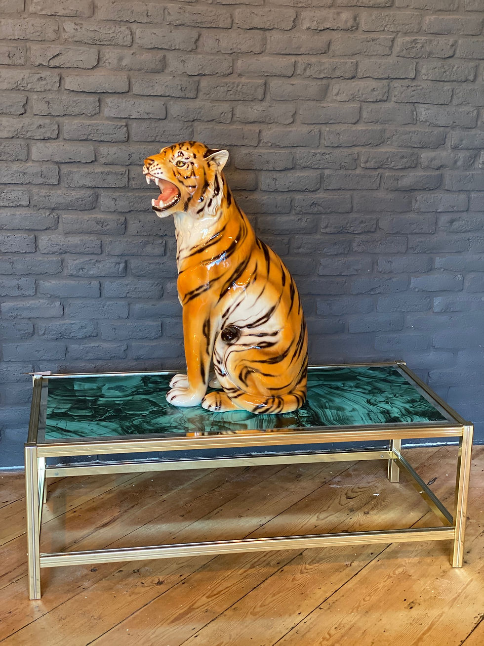 Thumbnail: “Faience” Ceramic tiger, hand-decorated.