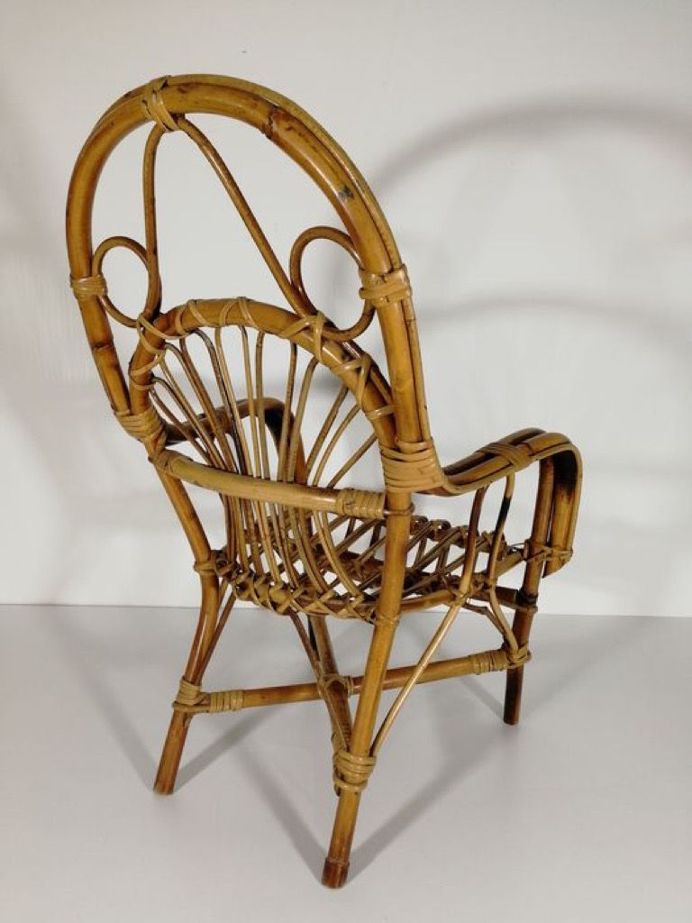 Thumbnail: Diminutive Pair of original 60s Italian Rattan Chairs