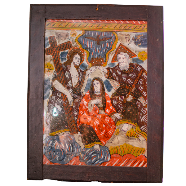 Antique Folk Painting On Glass 1