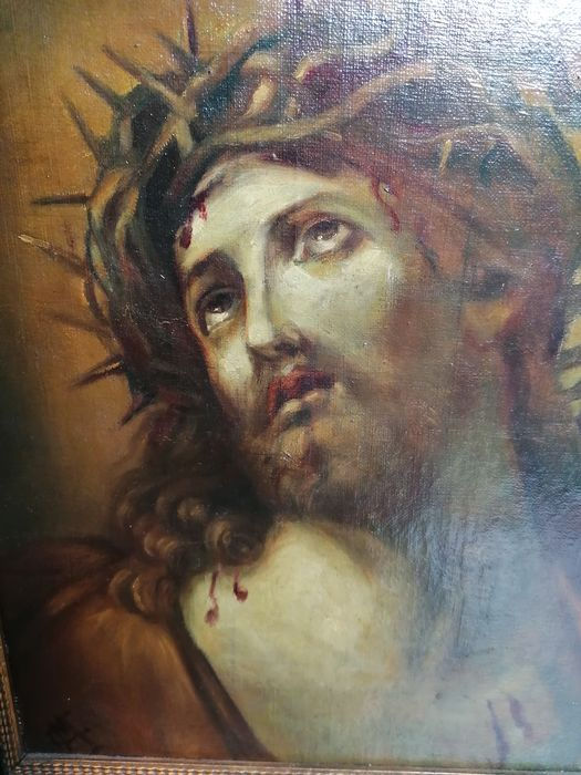 Thumbnail: Outstanding Oil On Canvas Of Christ Hand Signed Circa 1830