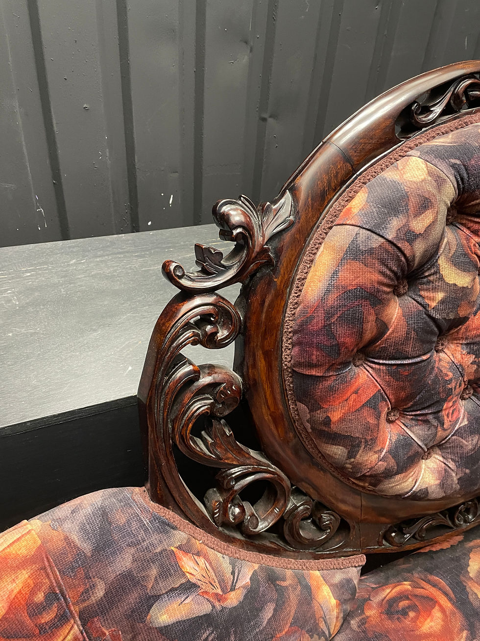 Thumbnail: Victorian mahogany framed serpentine sofa
