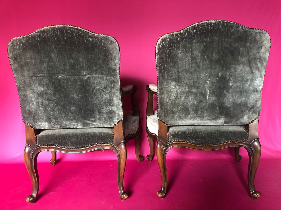 Thumbnail: Early 20th Century Hepplewhite design open arm hall chairs