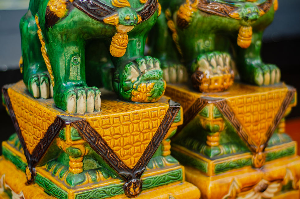 Thumbnail: Vintage Antique Pair Ceramic Foo Dogs 14