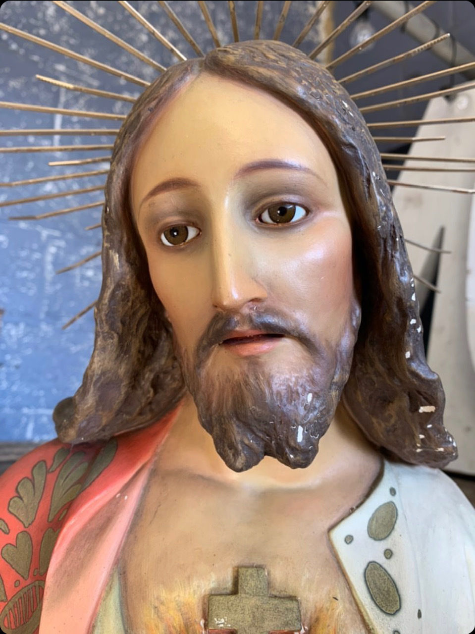 Thumbnail: Large Sacred Heart Jesus Is By The Superb Spanish Maker El Renacimiento Olot Cir
