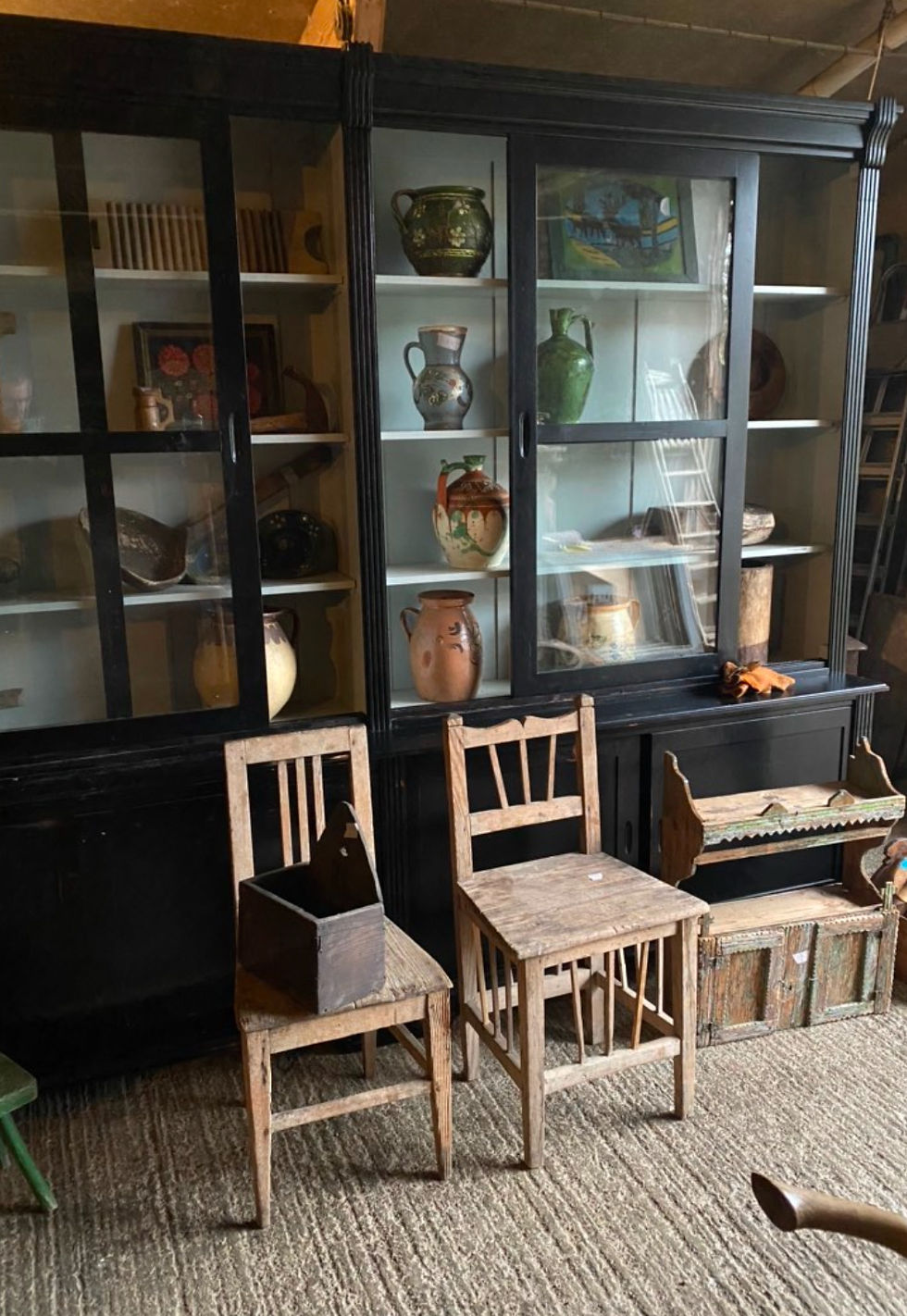 Thumbnail: Large Vintage Painted Pine Glazed Bookcase